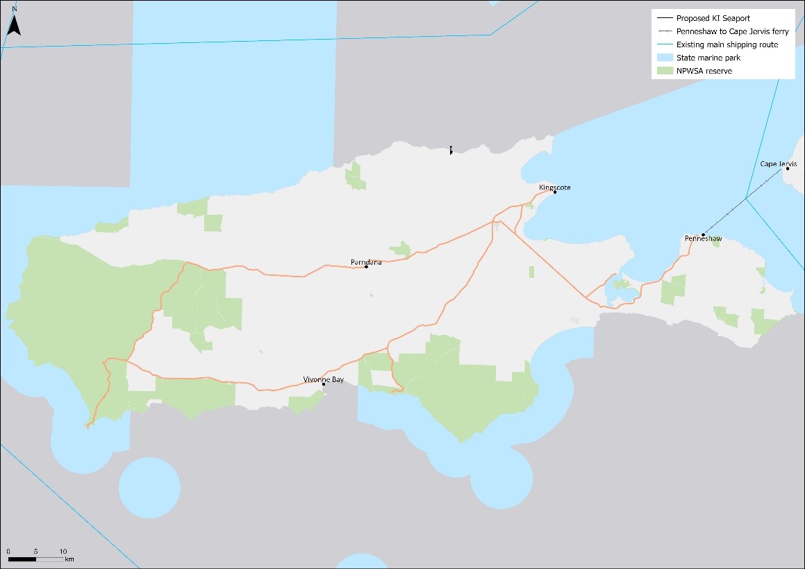 Map of Kangaroo Island for proposed KI Seaport